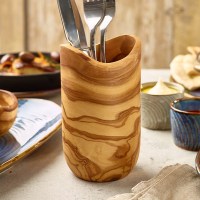 Olive Wood Rustic Cutlery Holder 
